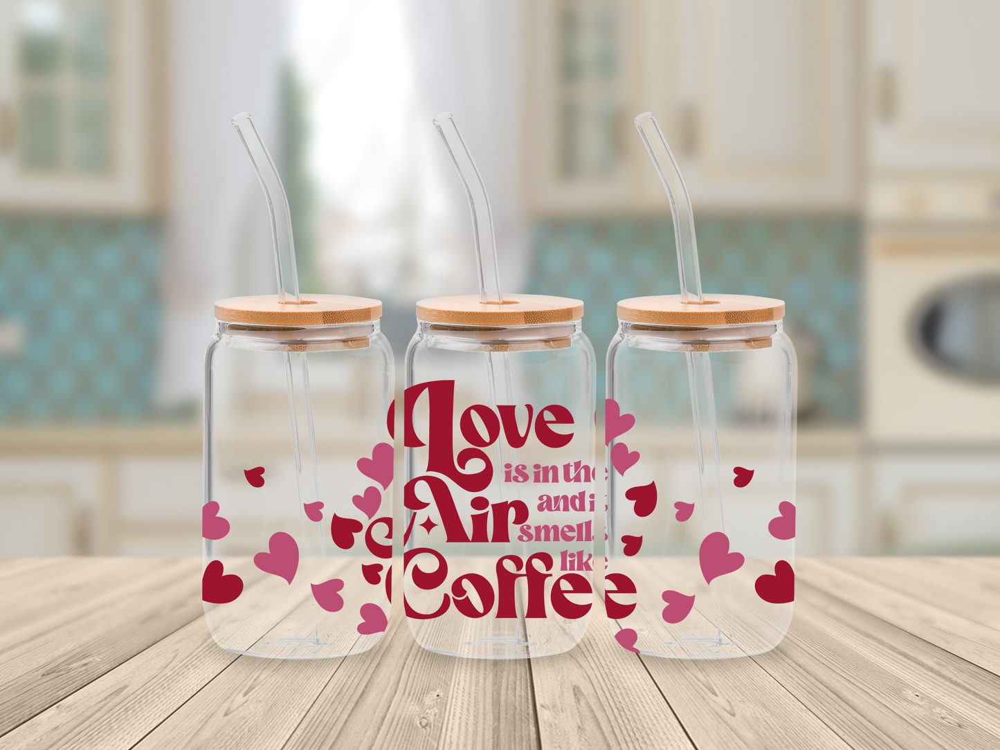 Love is in the Air - UV DTF for 16oz Libbey Glass Mug