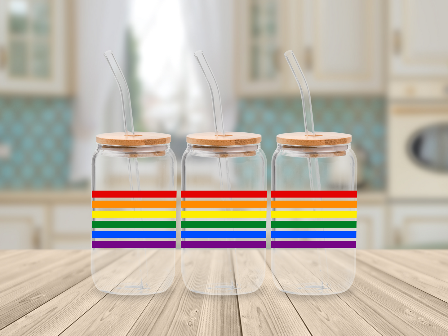 Rainbow Flag LGBTIQ+ 16oz UVDTF Glass Can Wrap