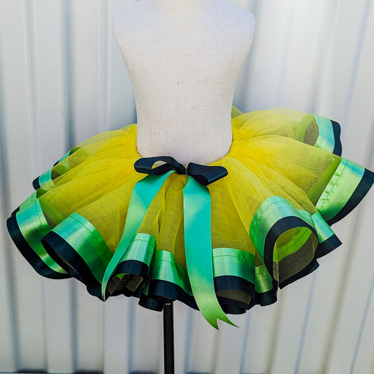 Yellow & Green Double Ribbon Kids Tutu - for Parties and Birthdays!