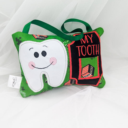 Green Minecraft Fabric Tooth Fairy Pillow