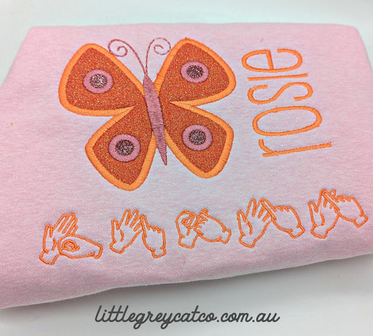 Butterfly Jumper with Name and AUSLAN - Size 1 - 7