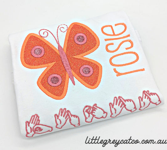 AUSLAN Orange Butterfly Shirt - Sizes 0 - 8
