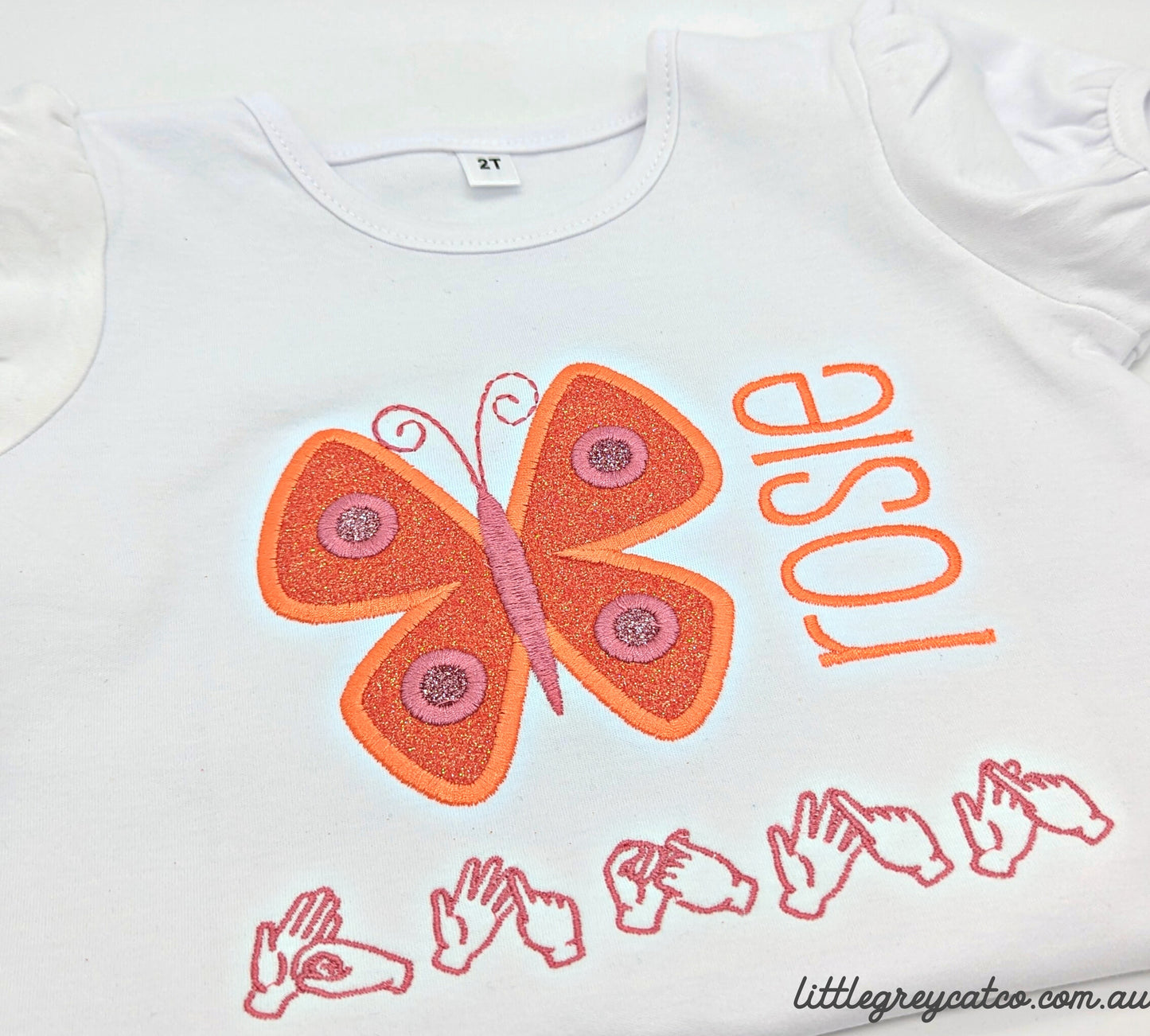 AUSLAN Orange Butterfly Shirt - Sizes 0 - 8