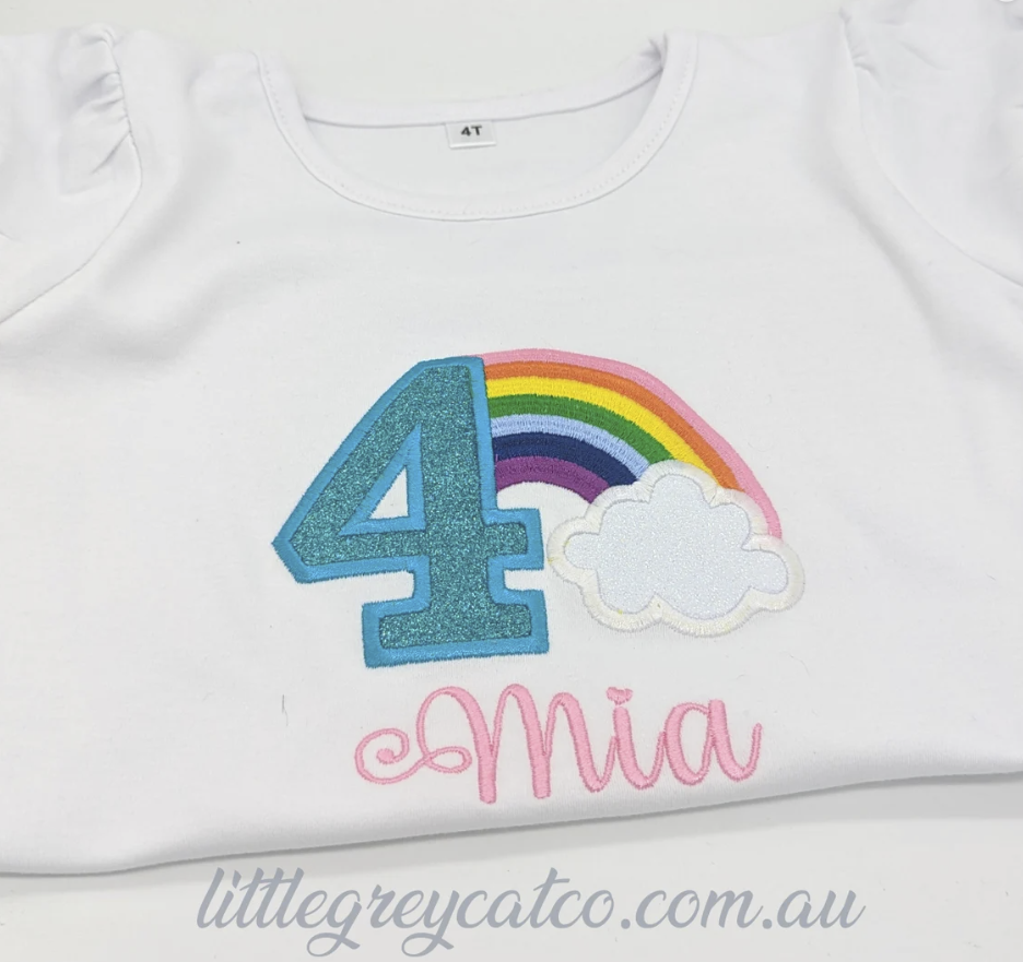 Glitter Rainbow Shirt with Personalised Name